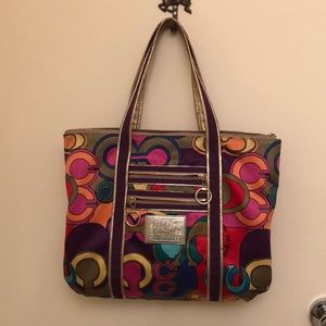 Multicolored Coach tote